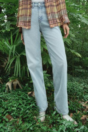 Zara TRF WIDE LEG 中腰牛仔褲 - 淡藍色