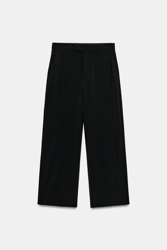 ZW COLLECTION 100% WOOL WIDE-LEG TROUSERS - Black by Zara - Image 6