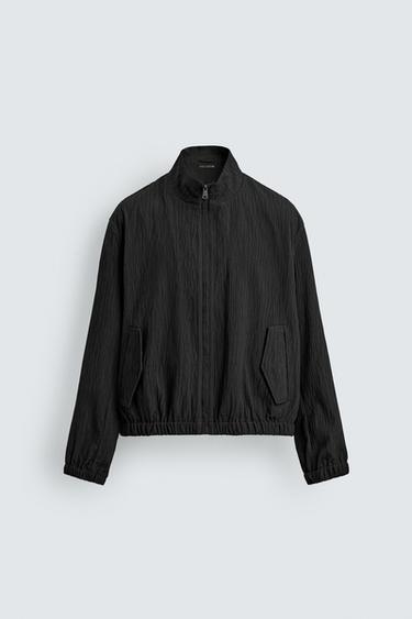 シワ加工ボクシーフィットジャケットブラックZaraのシワ加工ボクシーフィットジャケット - ブラック 