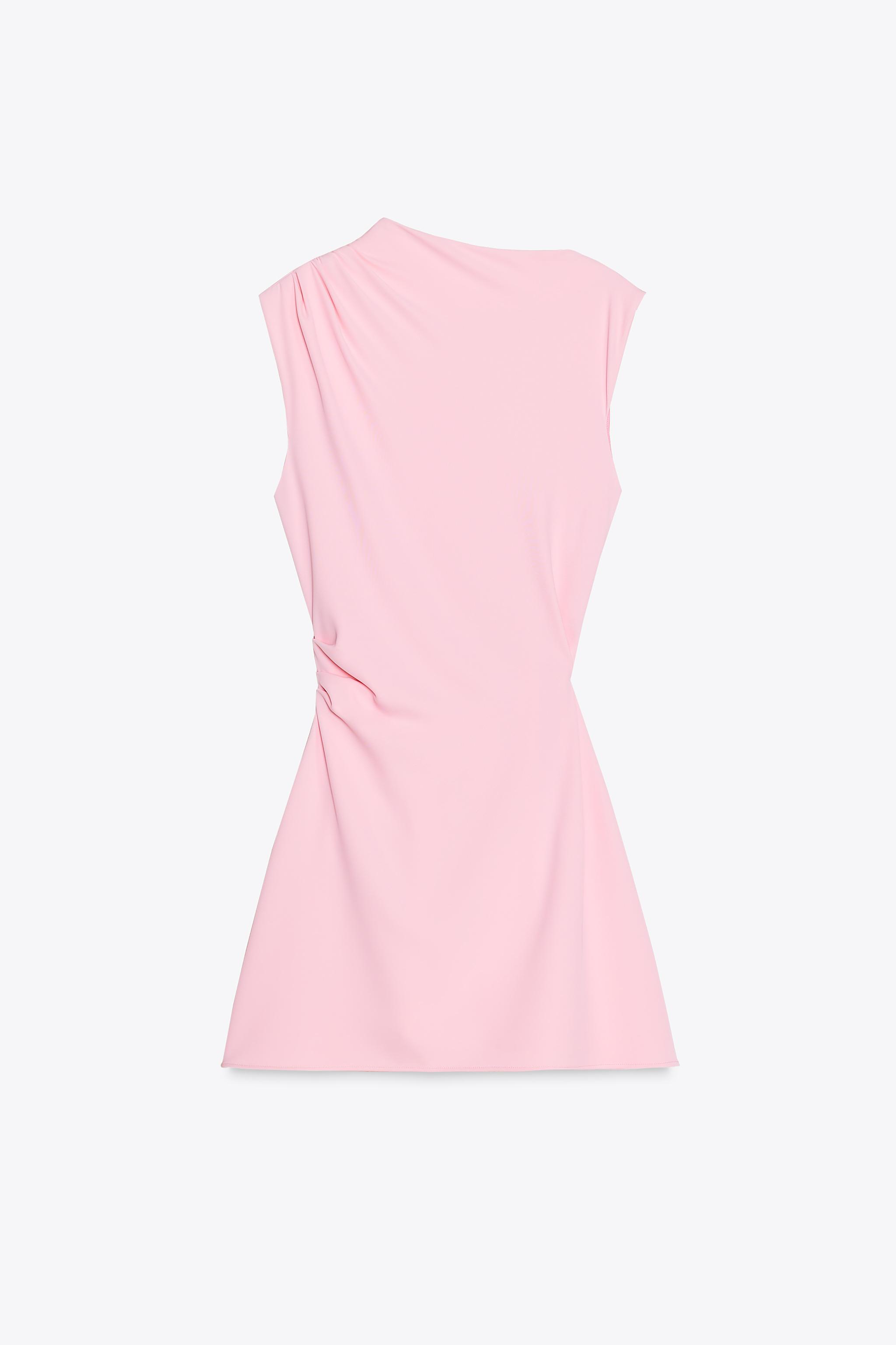 【ZARA】クレープミニワンピース ピンク | 3128/324/620 CREPE MINI DRESS - Pink | ZARA United States