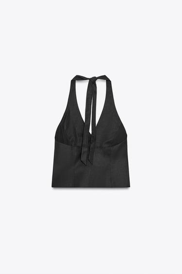 CHALECO TOP HALTER NŒUD - Noir de Zara - Image 6