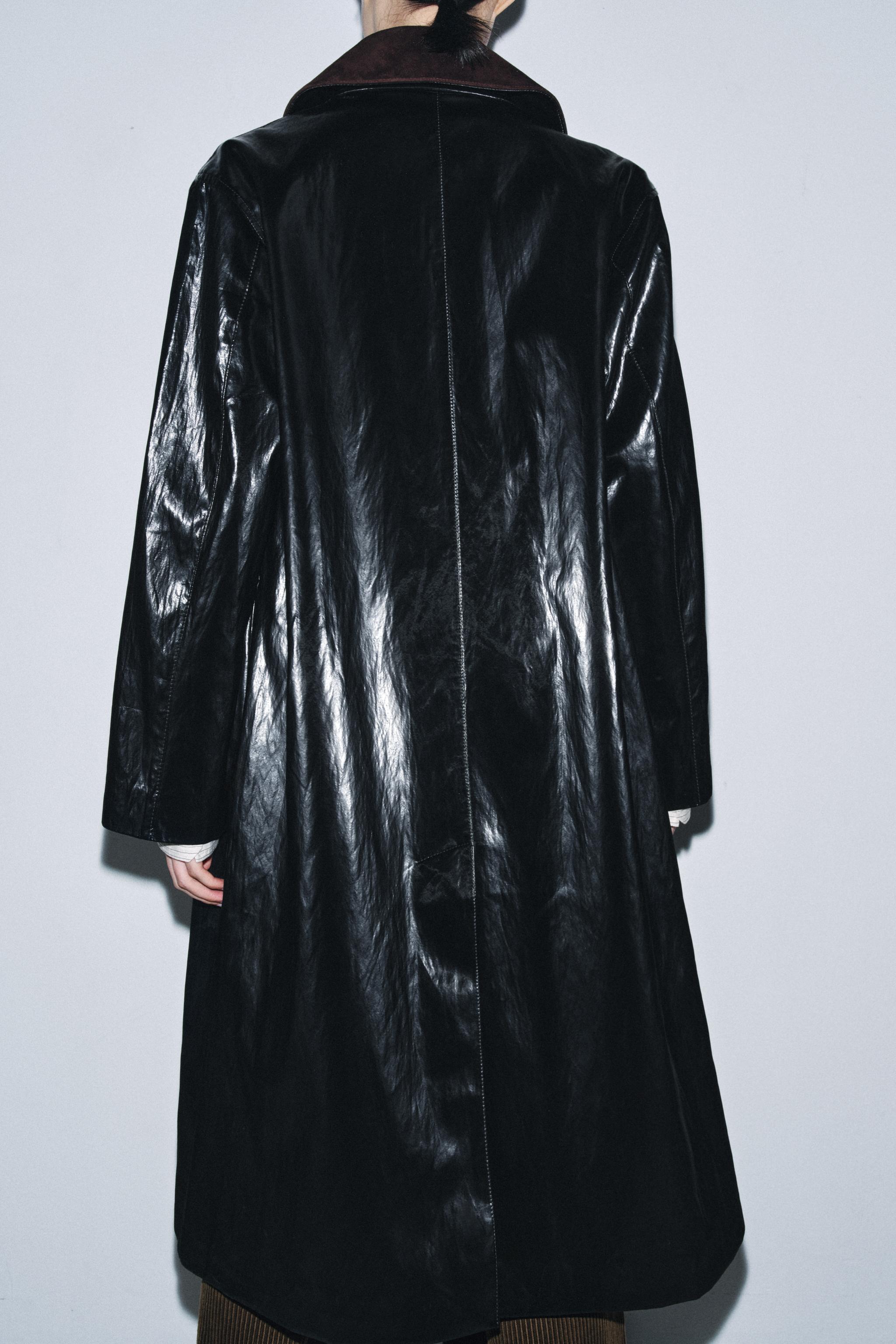 CONTRAST COLLAR SHINY TRENCH COAT ZW COLLECTION LIMITED EDITION