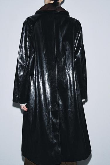 ZW COLLECTION LIMITED EDITION SHINY TRENCH COAT WITH CONTRAST COLLAR - Black by Zara - Image 3