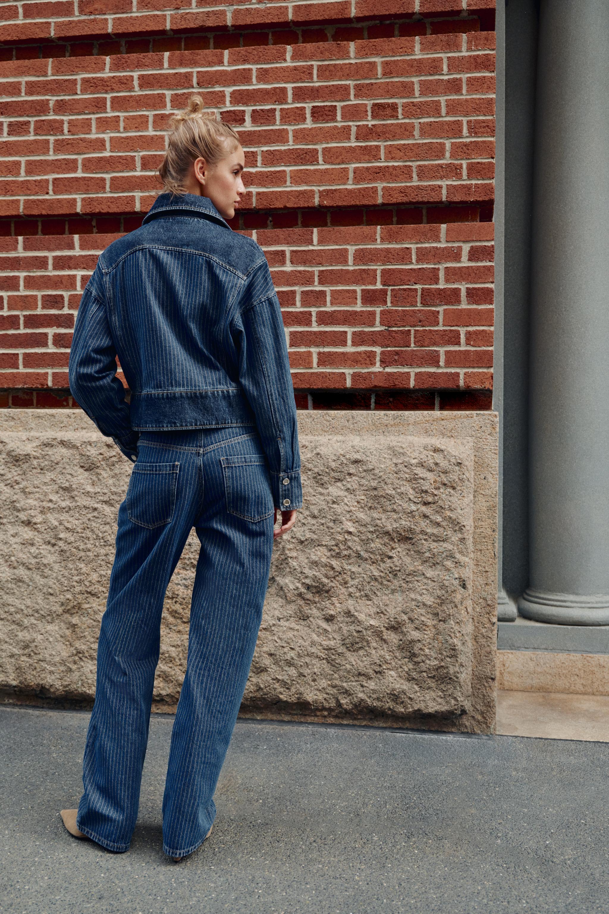 Zara Z1975 ÇİZGİLİ STRAIGHT DÜŞÜK BEL JEAN görsel 5