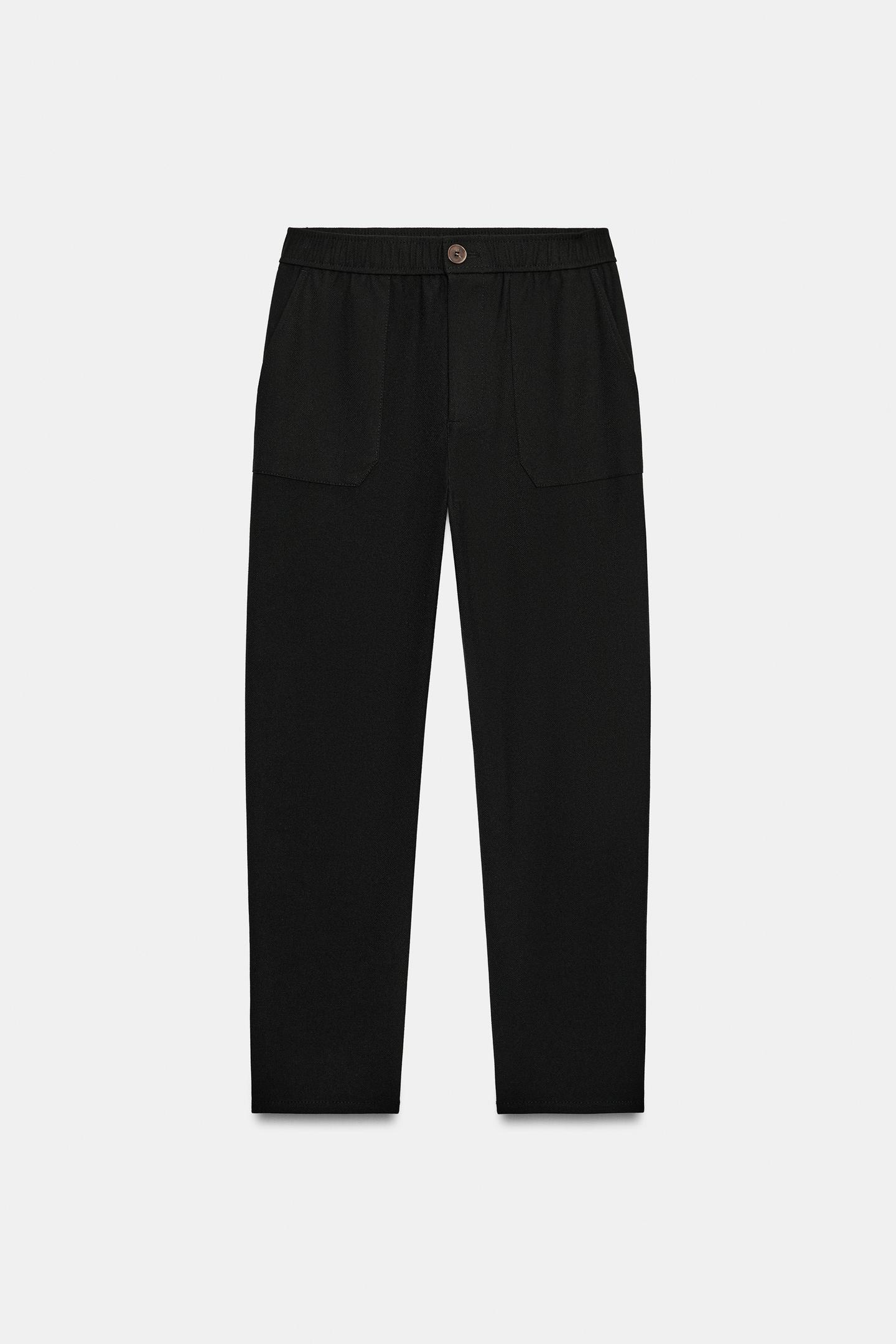 Женские брюки Zara Elastic-Waist, цвет: Чёрный — фото 4