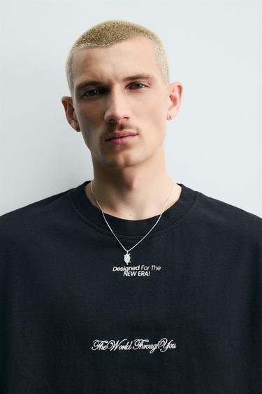 SWEAT MANCHES COURTES À INSCRIPTIONS IMPRIMÉES - Noir de Zara - Image 4