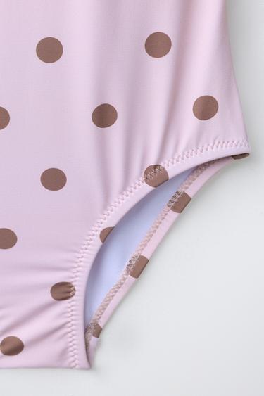 2-6 YEARS/ POLKA DOT SWIMSUIT WITH CONTRAST PIPING - Dusty pink by Zara - Image 3