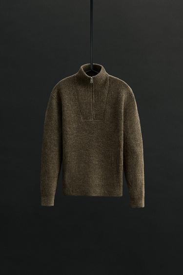 PULL À COL ZIP TEXTURÉ - Marron / Taupe de Zara - Image 7