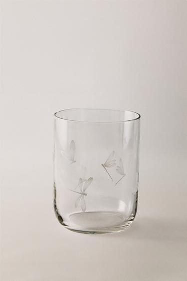VERRE MOTIF LIBELLULE - Blanc de Zara