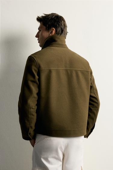 TEXTURED REGULAR FIT JACKET — Dark olive 2