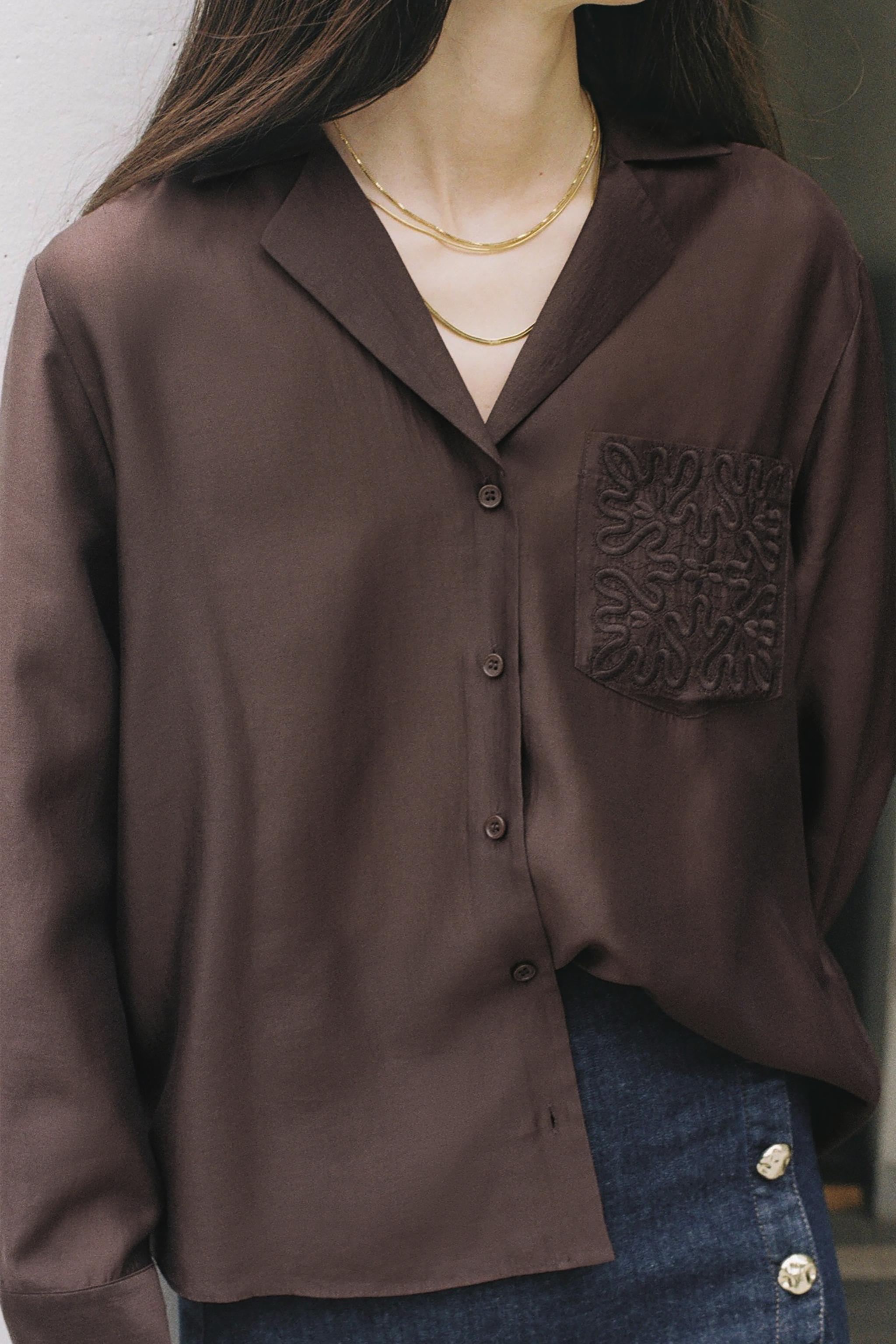 ZARA ZW COLLECTION エンブロイダリーシャツ M ZARA ZWコレクション エンブロイダリー シャツジャケット - メルカリ