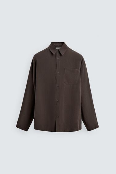 OVERSIZE SOFT FLOWING SHIRT - Brown by Zara