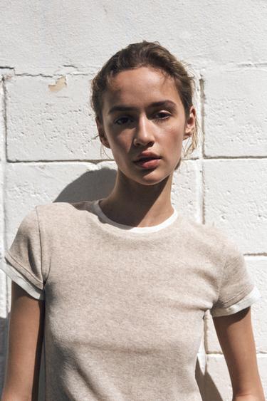 DOUBLE LAYER T-SHIRT - Sand / Marl by Zara - Image 2