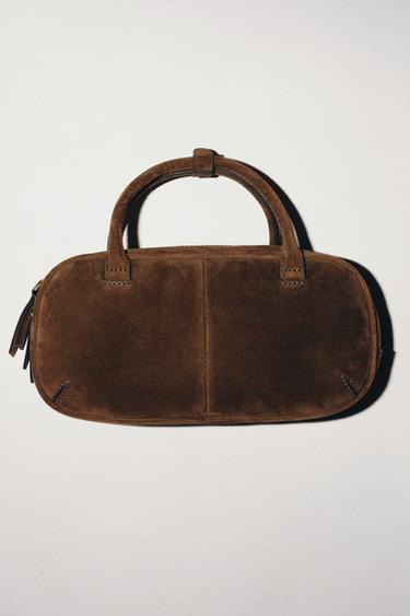 MINI SPLIT SUEDE BOWLING BAG - Brown by Zara - Image 3