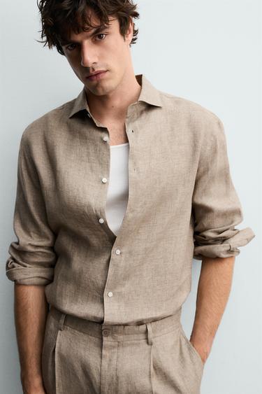 CHEMISE REGULAR FIT 100% LIN - Sable / Chiné de Zara - Image 5