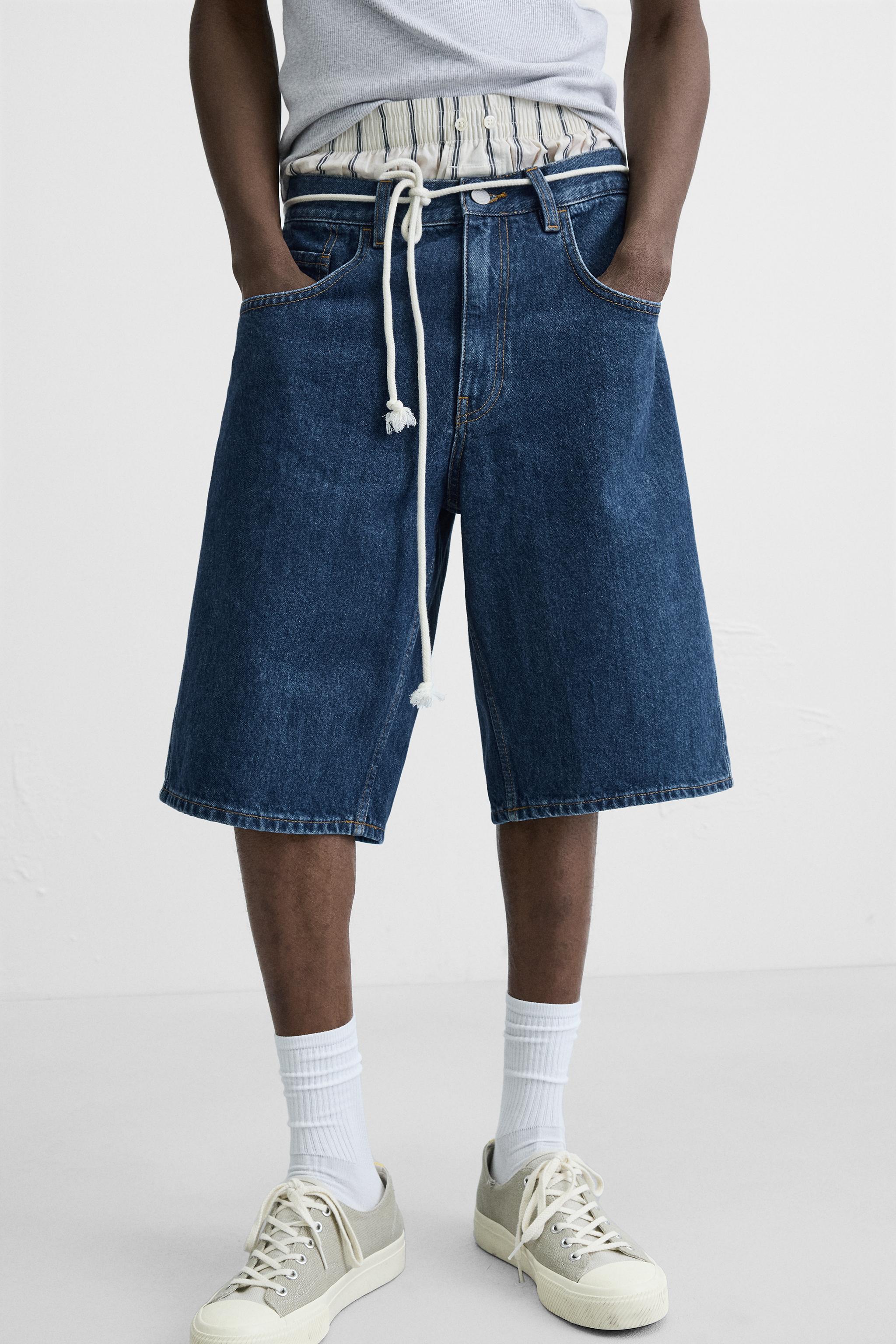 【ZARA】バギーフィットデニムバミューダパンツ 5585/400/800 バギーフィットデニムバミューダパンツ - ブルー | ZARA Japan