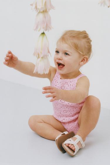 PLAIN CROCHET FLOWER ROMPER - Pink by Zara