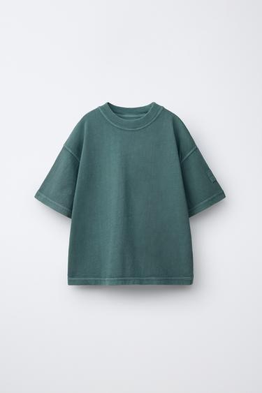 ФУТБОЛКА GARMENT DYE — ЗЕЛЕНОВАТО-СИНИЙ от Zara