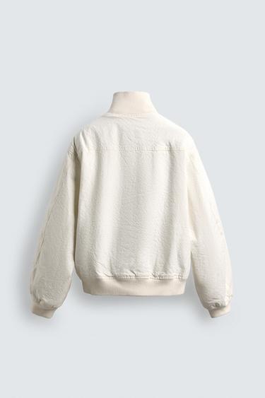 BLOUSON BOMBER EFFET FROISSÉ - Écru de Zara - Image 7