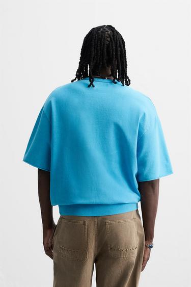 WASHED SWEATSHIRT WITH CONTRAST PRINT - Faded sky blue by Zara - Image 2