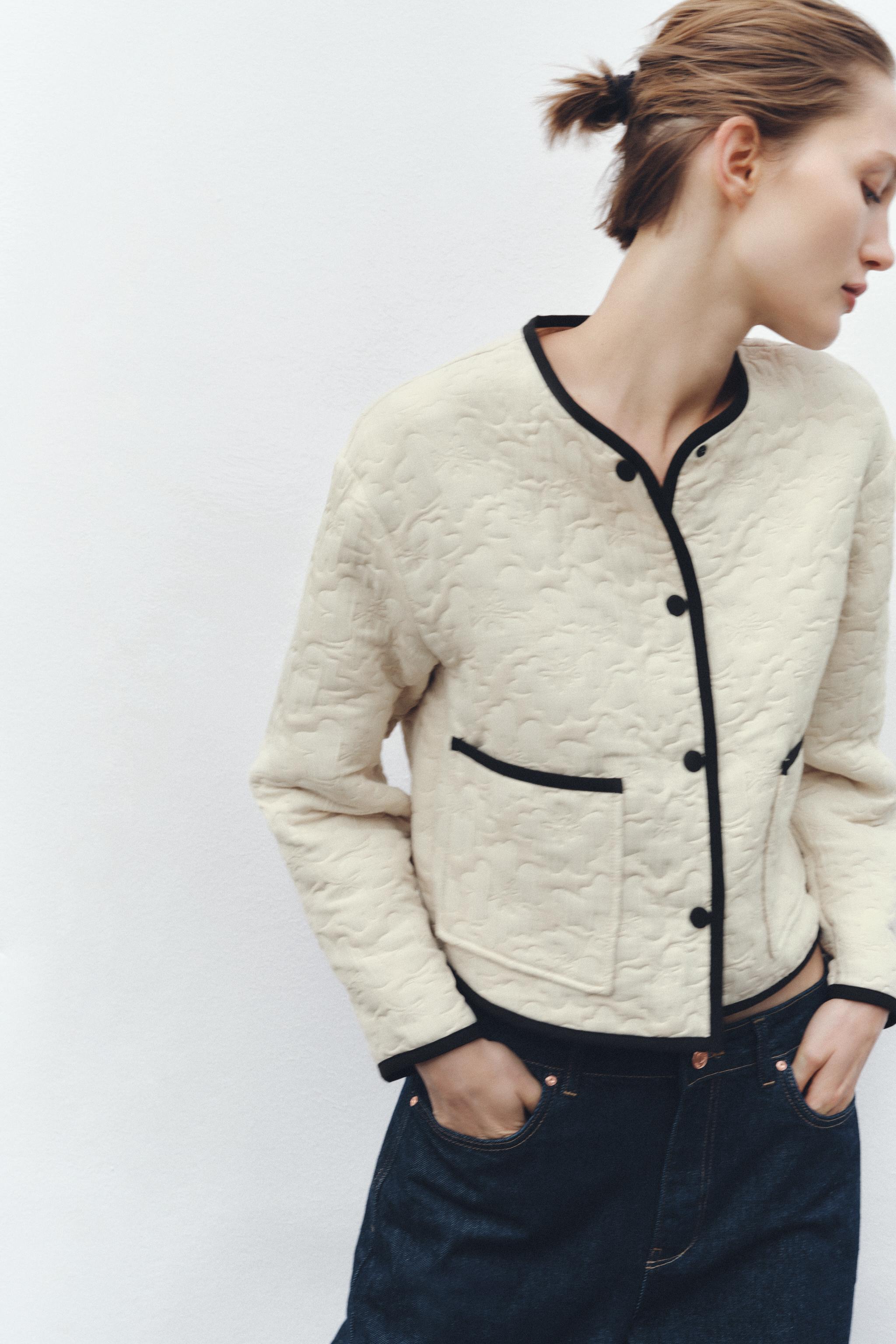 ZARA - ZARA パイピング&フラワーステッチジャケット S新品タグ