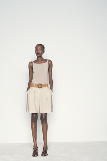 ШОРТЫ ИЗ СТРУЯЩЕЙСЯ ТКАНИ С ПОЯСОМ — СВЕТЛО-СЕРЫЙ от Zara — изображение 0