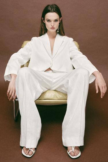 ZW COLLECTION LINEN BLEND BLAZER - White by Zara