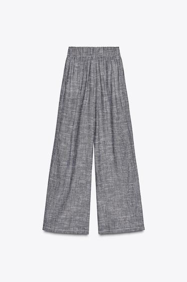 LINEN BLEND WIDE-LEG TROUSERS - Indigo by Zara - Image 8