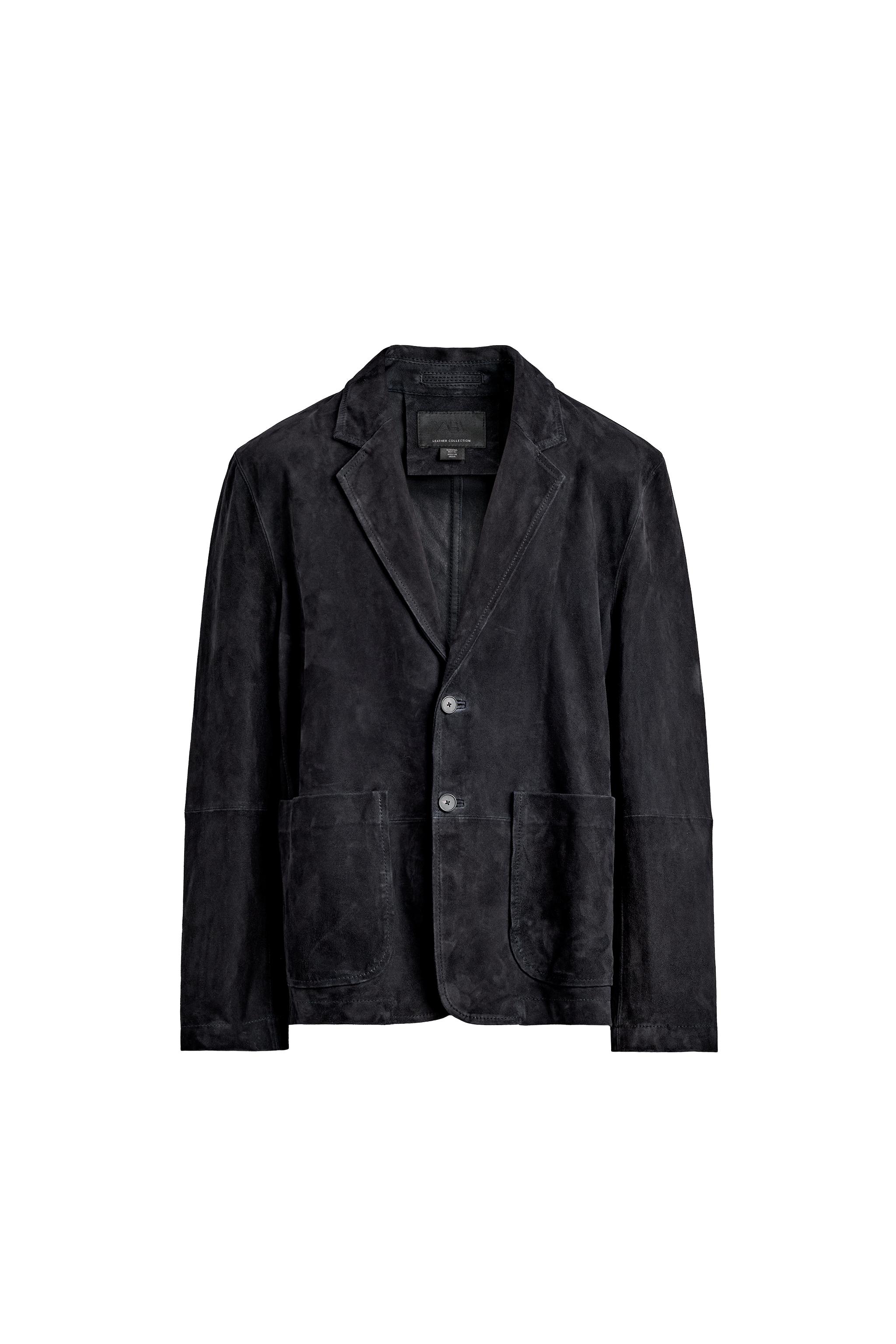 ZARA スエード リアルレザージャケット ネイビー 新品未使用 タグ付き レギュラーフィットスエードレザージャケット - ダークネイビーブルー