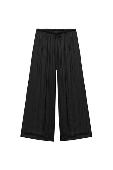 FLOWING PALAZZO TROUSERS - Black by Zara