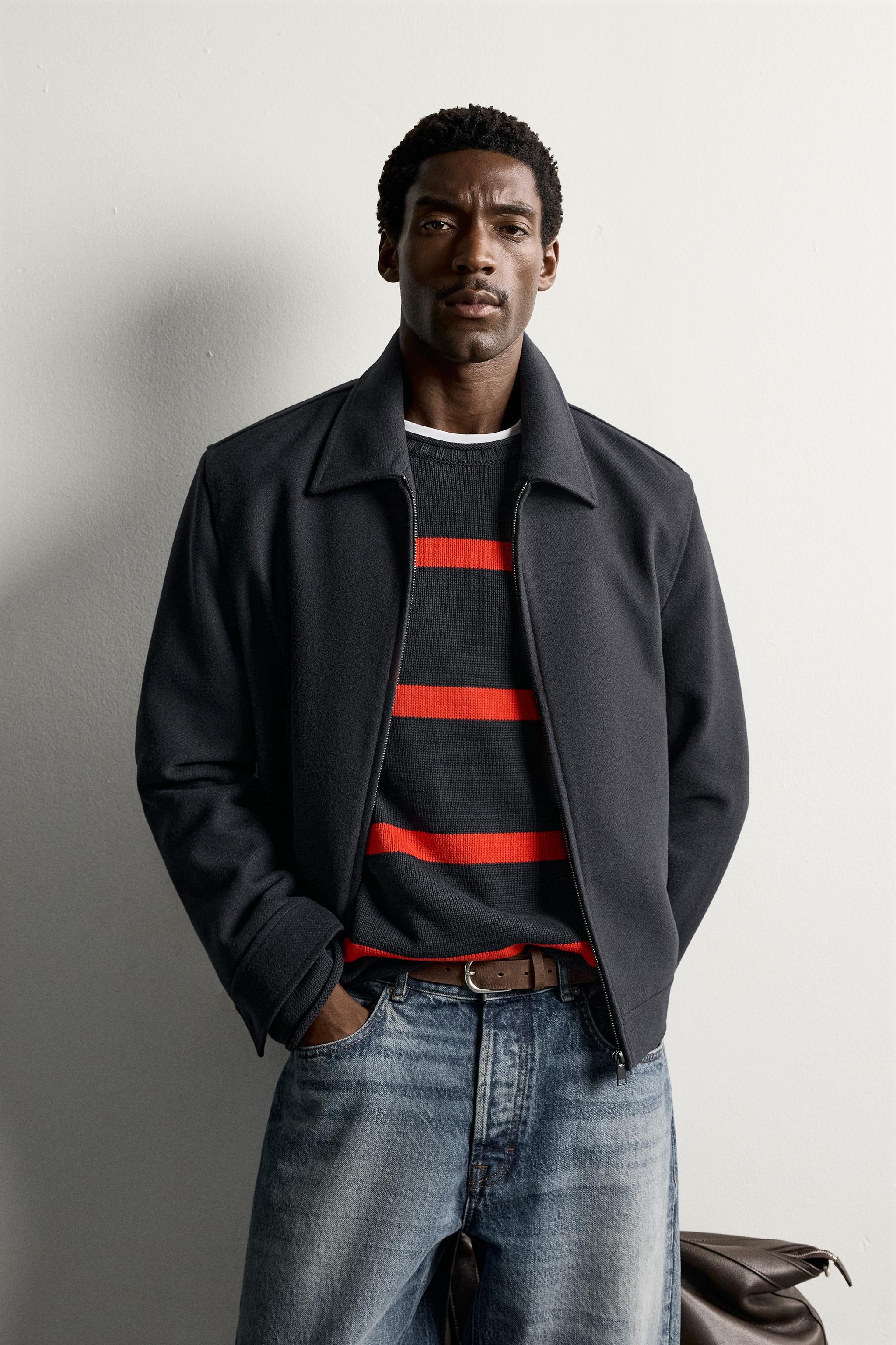 レギュラーフィット テクスチャージャケット - ネイビーブルー | ZARA