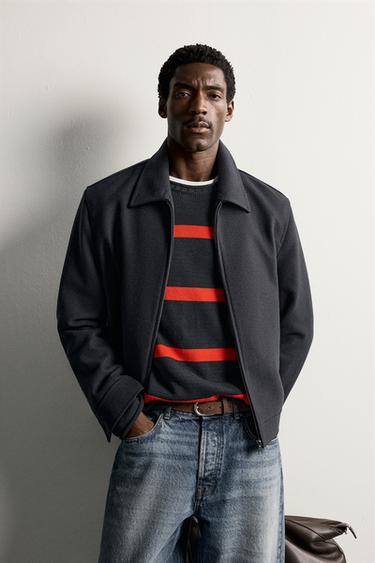 TEXTURED REGULAR FIT JACKET — Navy blue 2