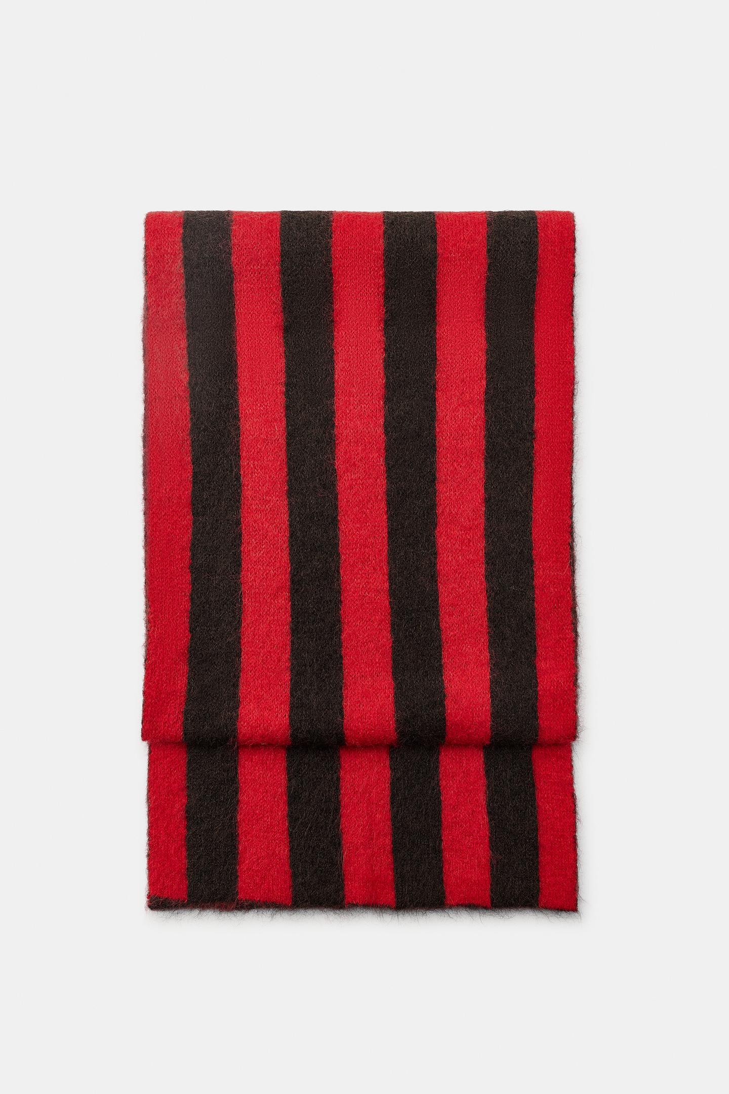 Женский шарф Zara Striped Knit, цвет: Красный — фото 6