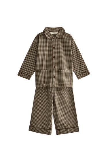 CONJUNTO DE PIJAMA INFANTIL DE FLANELA COM XADREZ PEQUENO - Verde da Zara