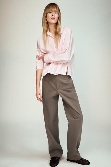 PANTALÓN RECTO TIRO MEDIO - Visón de Zara