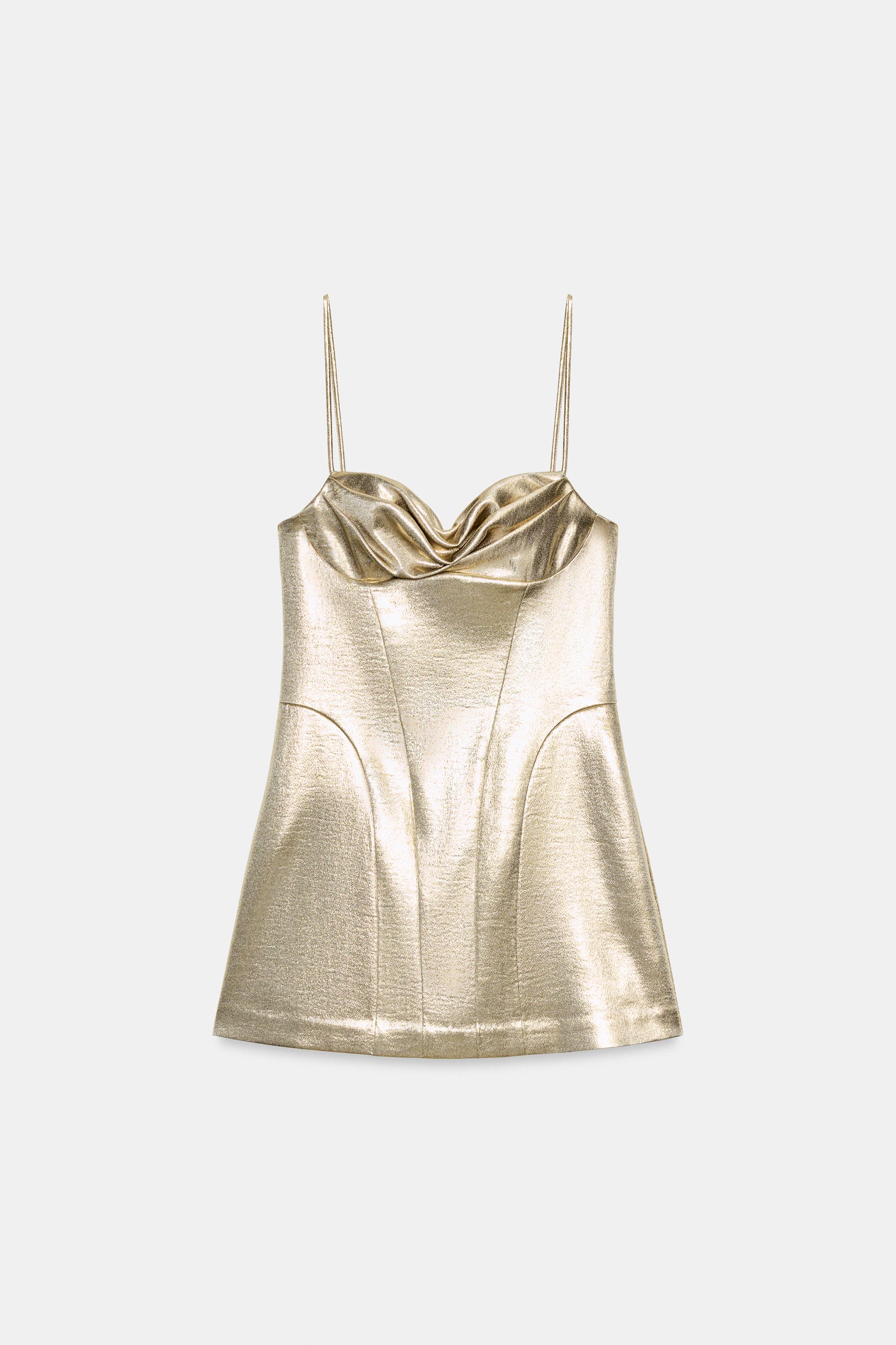 Женские платья Zara METALLIC EFFECT CORSET MINI DRESS — фото 4