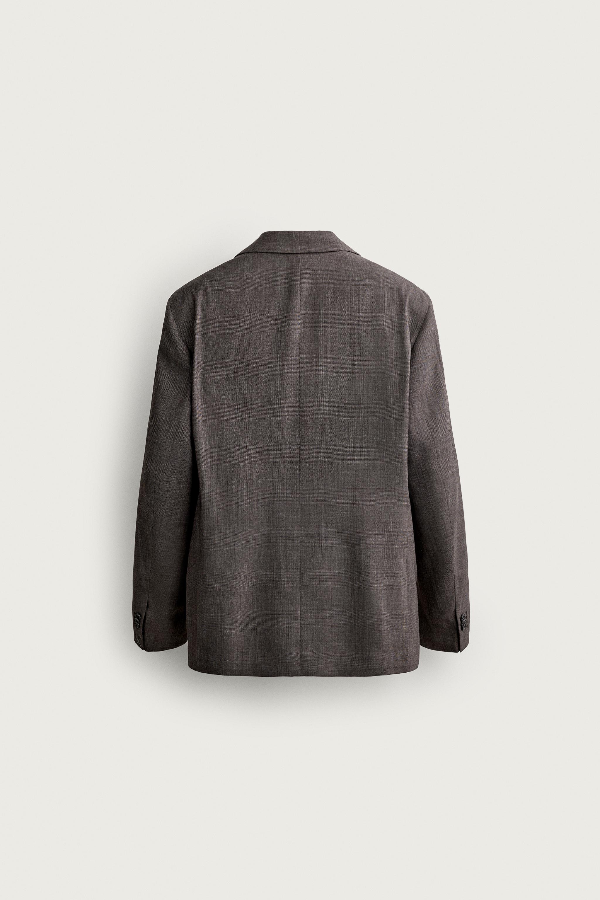 WOOL-BLEND CHECKED SUIT BLAZER — Brown (alternate view)
