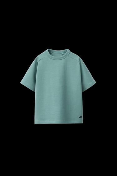 CAMISETA INTERLOCK LOGO - Azul / Verde de Zara - Imagen 0