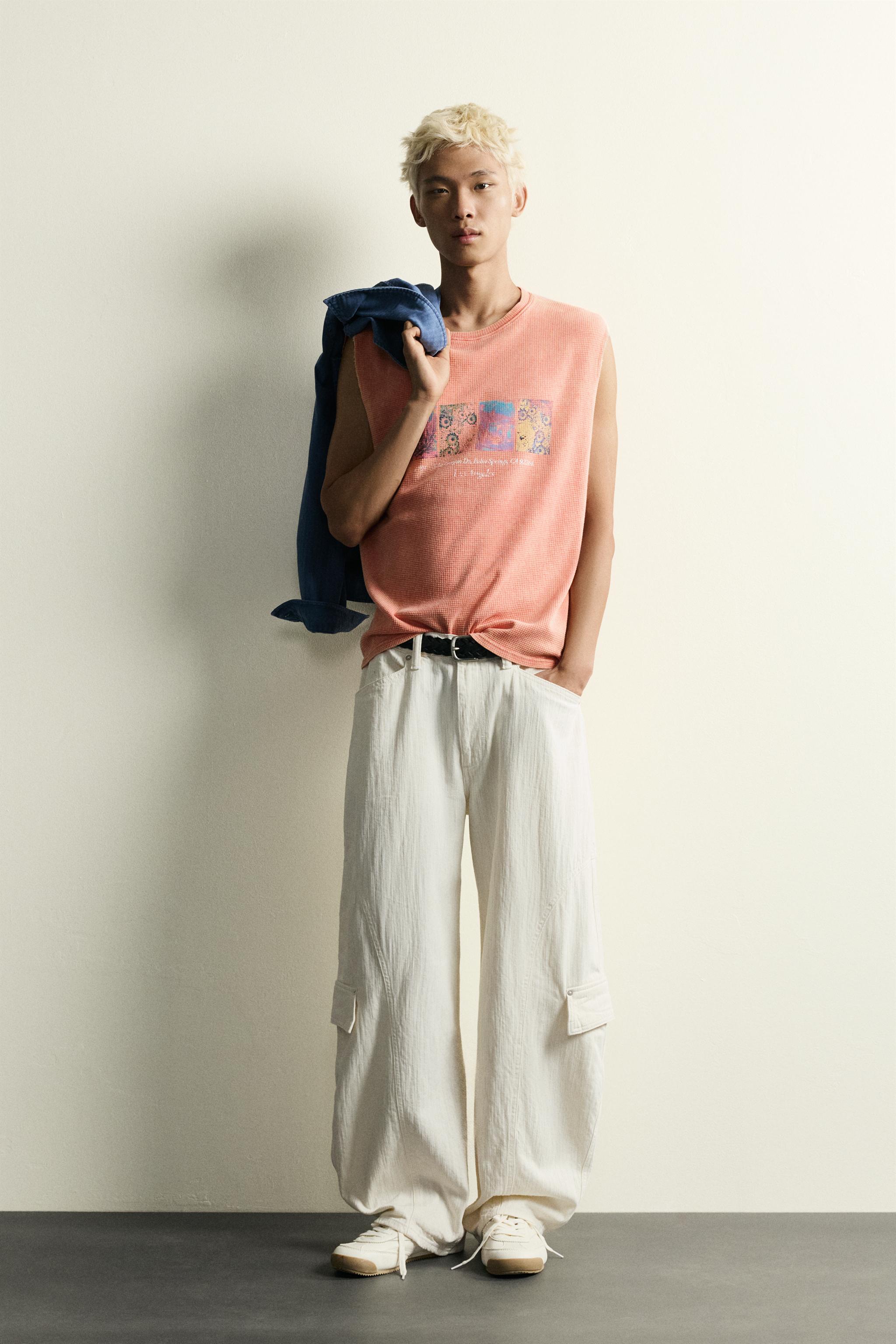 Plage - 【Plage】Sleeveless Knit PO PRINTED KNIT TANK TOP - Coral red | ZARA Singapore