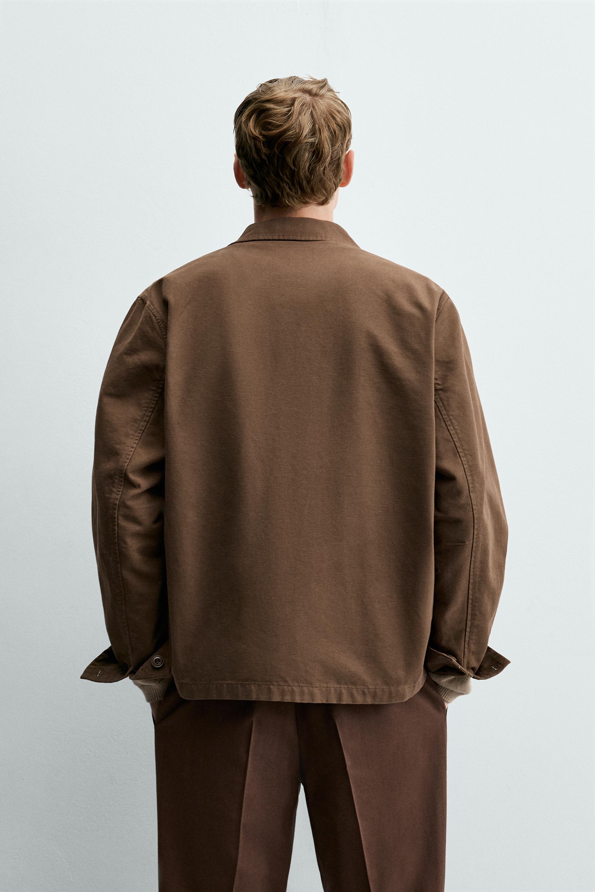 Zara REGULAR FIT CANVAS OVERSHIRT — фото 3