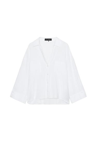 FLUID LINEN BLEND SHIRT - White by Zara