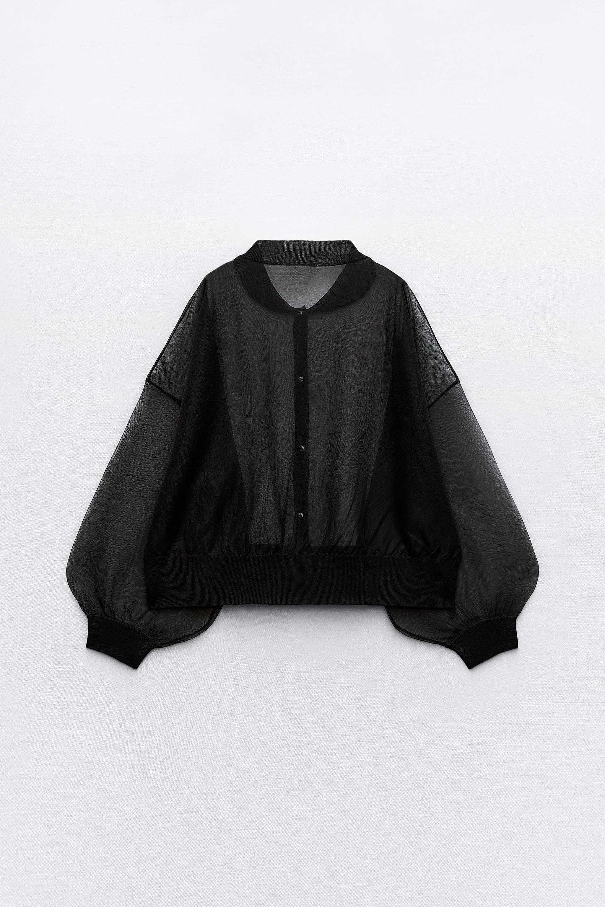 SEMI SHEER KNIT BOMBER JACKET Black ZARA South Africa