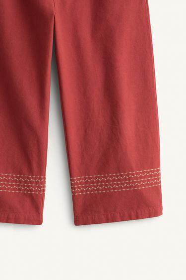 LIMITED EDITION STRAIGHT TROUSERS WITH TOPSTITCHING - Light red by Zara - Image 9