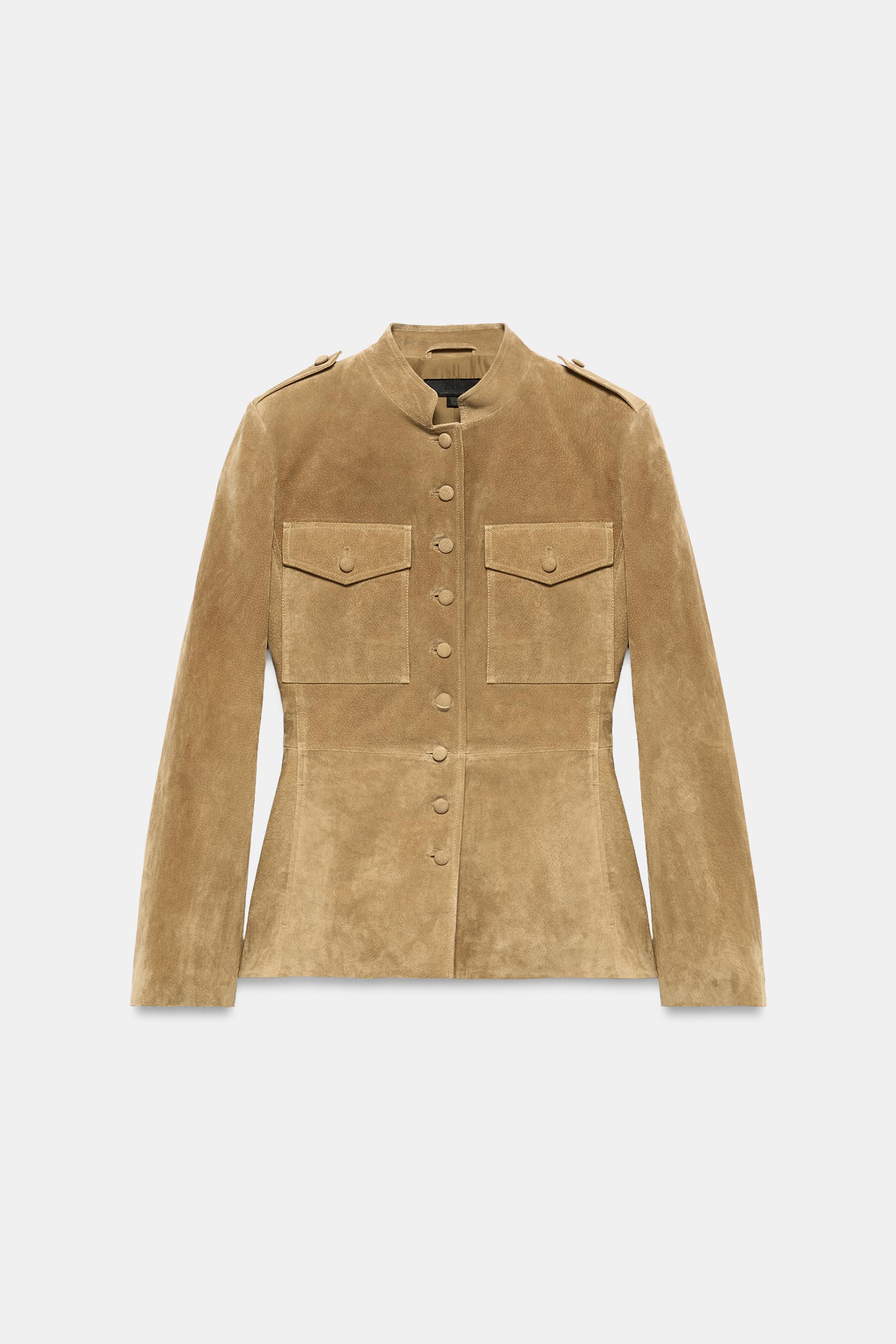 100% LEATHER JACKET WITH COVERED BUTTONS