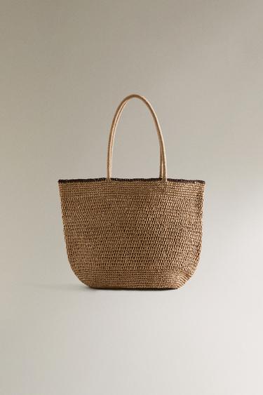PAPER BAG WITH TRIM DETAIL - Light beige by Zara
