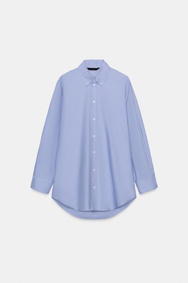 OVERSIZE PLEATED SHIRT - Blue by Zara