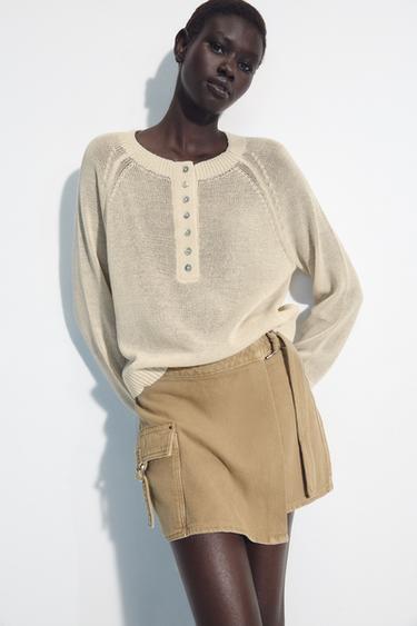 Zara WRAP CARGO SKORT - Sand