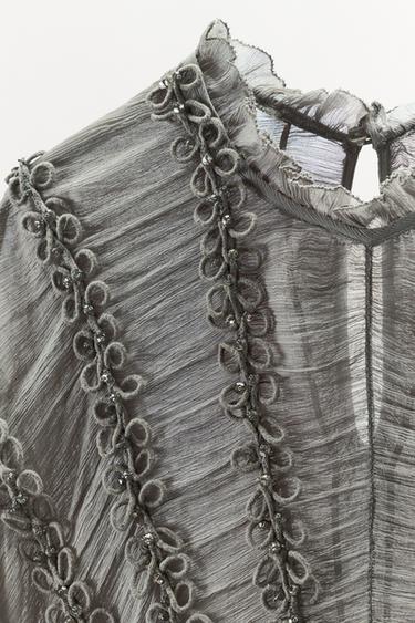 ROBE STRUCTURÉE NŒUDS BIJOUX - Gris de Zara - Image 7