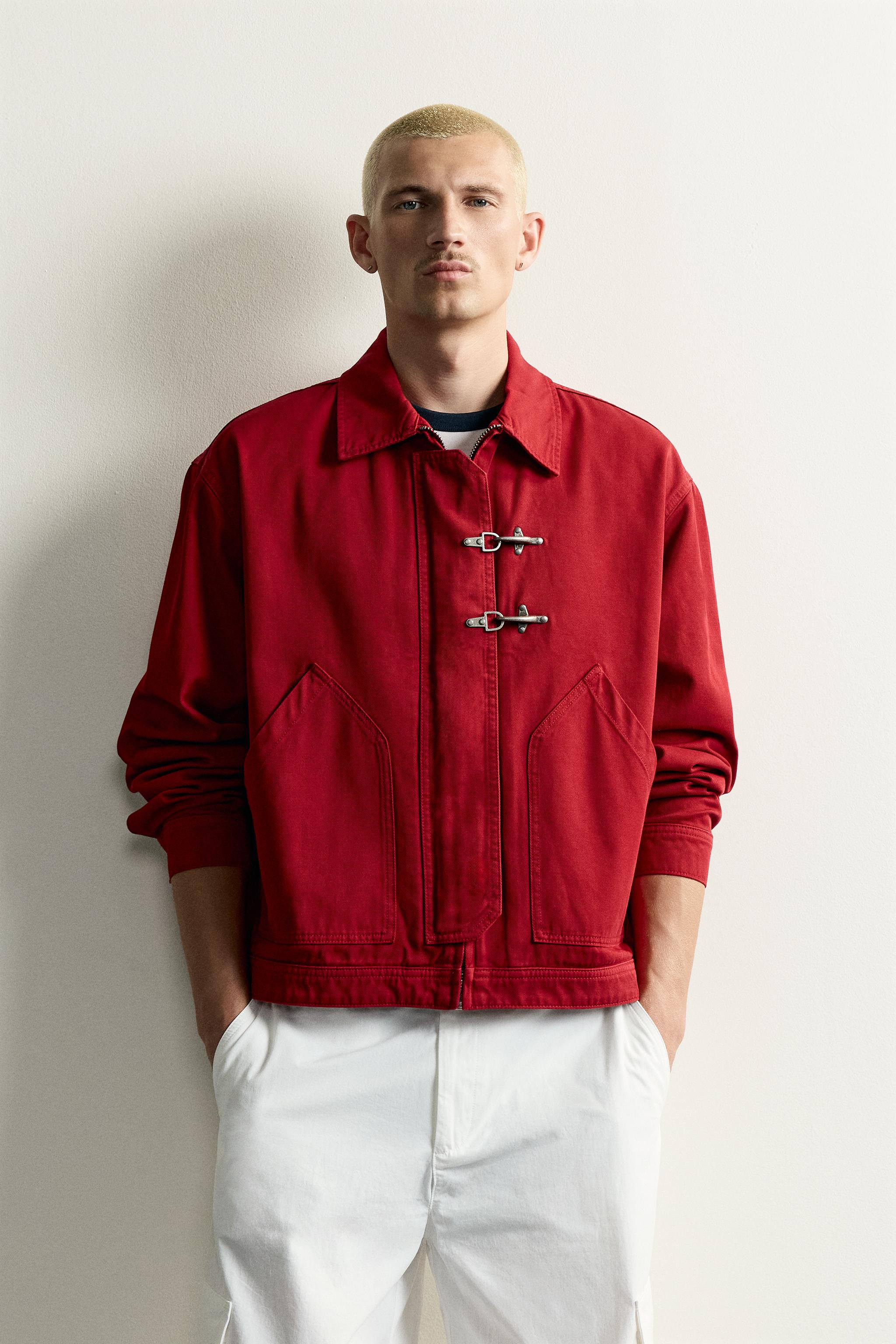 RELAXED FIT FIREMAN CLASP JACKET — Red