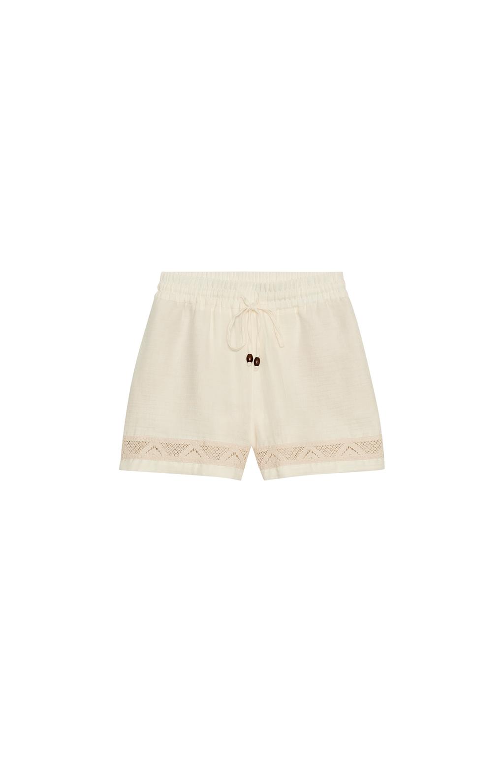 EMBROIDERED ELASTIC WAIST SHORTS